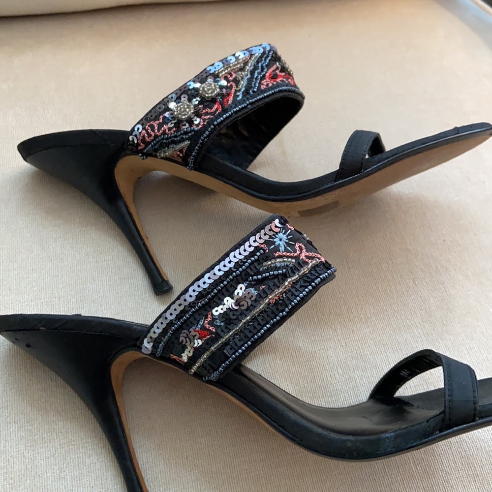 Laundry two strapped sequin-embellished heel sandals by Shelli Segal, size 7.5